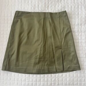 Aritzia Sunday Best Olive Green A-Line Satin Mini Skirt
